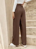 Buy SHEIN Frenchy Women's Old Money Style Vacation & Casual Solid Color Button-Front Linen Straight Pants in Pakistan