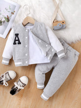 Buy SHEIN Genkimix Kids Baby Boy Letter Patched Thermal Lined Bomber Jacket & Sweatpants in Pakistan
