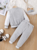 Buy SHEIN Genkimix Kids Baby Boy Letter Patched Thermal Lined Bomber Jacket & Sweatpants in Pakistan