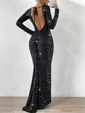 Buy SHEIN Glamour Tie Backless Sequin Decor Mermaid Hem Sequin Formal Dress in Pakistan