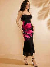 Buy SHEIN Haute Elegant Floral Print Lace Up Backless Halter Neck Dress in Pakistan