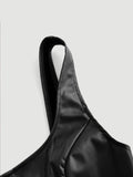 Buy SHEIN MOD Black Crossed Frenulum Lace Up Front PU Leather Tank Top in Pakistan