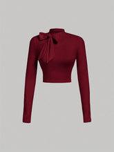 Buy SHEIN MOD Women's Spring And Autumn Casual White Bow Tie T-Shirt in Pakistan