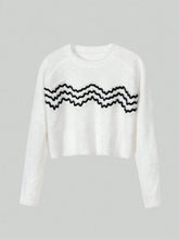 Buy SHEIN MOOSTA Chevron Pattern Raglan Sleeve Crop Sweater in Pakistan