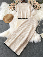 Buy SHEIN Modely 2pcs Women Autumn/Winter Colorblock Crew Neck Short Sleeve Knitted Top And Knitted Blend Skirt Casual Outfit in Pakistan