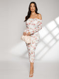 Buy SHEIN Modely Allover Floral Print Off Shoulder Ruched Dress in Pakistan