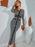 Buy SHEIN Modely Houndstooth Single Breasted Slit Back Bodycon Dress in Pakistan