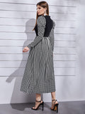 Buy SHEIN Modely Mock Neck Leg-of-mutton Sleeve Houndstooth Dress in Pakistan