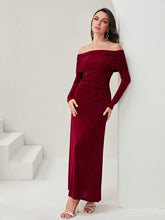 Buy SHEIN Modely Off Shoulder Ruched Side Split Thigh Dress in Pakistan