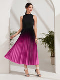 Buy SHEIN Modely Ombre Pleated Hem Mock Neck Dress in Pakistan