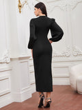 Buy SHEIN Modely Puff Sleeve Bodycon Dress Without Belt in Pakistan