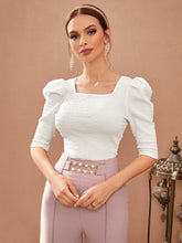 Buy SHEIN Modely Puff Sleeve Square Neck Tee in Pakistan