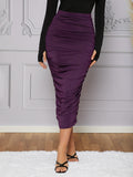Buy SHEIN Modely Ruched Solid Pencil Skirt in Pakistan