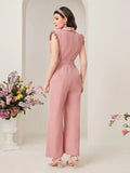 Buy SHEIN Modely Solid Belted Wide Leg Jumpsuit in Pakistan