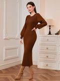Buy SHEIN Modely Solid Button Detail Lantern Sleeve Bodycon Sweater Dress in Pakistan