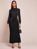 Buy SHEIN Modely Solid Buttoned Front Mermaid Skirt in Pakistan