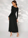 Buy SHEIN Modely Solid Ruched Side Dress in Pakistan