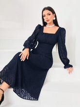 Buy SHEIN Modely Square Neck Flounce Sleeve A-line Dress in Pakistan