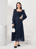 Buy SHEIN Modely Square Neck Flounce Sleeve A-line Dress in Pakistan