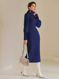 Buy SHEIN Modely Turtle Neck Gigot Sleeve Belted Sweater Dress in Pakistan