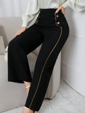 Buy SHEIN Modely Women's Casual Color-Block Wide-Leg Pants With Rolled Edge in Pakistan