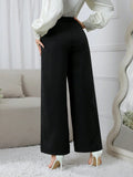 Buy SHEIN Modely Women's Casual Color-Block Wide-Leg Pants With Rolled Edge in Pakistan