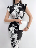 Buy SHEIN Modely Women's Printed Slim-Fit Arabian Robe Dress With Side Slit in Pakistan