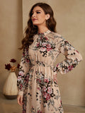 Buy SHEIN Mulvari Allover Floral Mock Neck Keyhole Back Dress in Pakistan