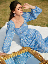 Buy SHEIN Mulvari Ditsy Floral Print Shirred Dress in Pakistan