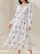 Buy SHEIN Mulvari Women'S V-Neck Floral Print Long Sleeve Dress in Pakistan