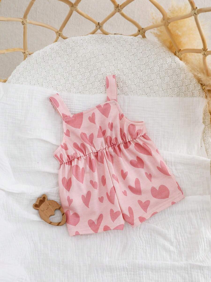 Buy SHEIN Newborn Baby Girls Cute Versatile Pink Heart Playsuit For Summer in Pakistan