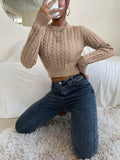 Buy SHEIN Priv̩ Cable Knit Crop Sweater in Pakistan