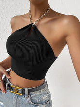 Buy SHEIN Privé Chain Detail Backless Crop Halter Knit Top in Pakistan