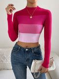 Buy SHEIN Privé Colour Block Mock Neck Sweater in Pakistan