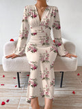 Buy SHEIN Privé Elegant Women Party V-Neck Floral Print Ruched Puff Sleeve Dress in Pakistan