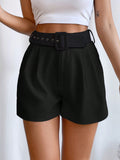 Buy SHEIN Privé Fold Pleated Belted Wide Leg Shorts in Pakistan