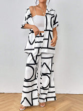 Buy SHEIN Privé Geo Print Shirt & Wide Leg Pants in Pakistan