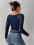 Buy SHEIN Priv̩ Knitted Mesh Long Sleeve Top in Pakistan