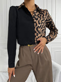 Buy SHEIN Privé Leopard Print Spliced Button Up Shirt in Pakistan