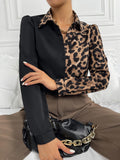 Buy SHEIN Privé Leopard Print Spliced Button Up Shirt in Pakistan