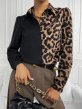 Buy SHEIN Privé Leopard Print Spliced Button Up Shirt in Pakistan
