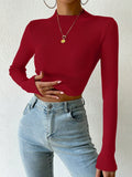 Buy SHEIN Priv̩ Mock Neck Ribbed Knit Crop Sweater in Pakistan