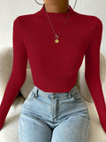 Buy SHEIN Priv̩ Mock Neck Ribbed Knit Crop Sweater in Pakistan
