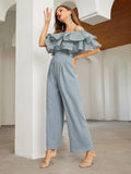 Buy SHEIN Privé Off Shoulder Layered Ruffle Detail Palazzo Jumpsuit in Pakistan