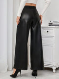 Buy SHEIN Priv̩ Pu Leather Wide Leg Pants in Pakistan