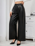 Buy SHEIN Priv̩ Pu Leather Wide Leg Pants in Pakistan