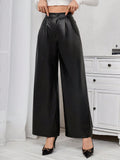 Buy SHEIN Priv̩ Pu Leather Wide Leg Pants in Pakistan