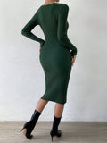 Buy SHEIN Privé Scoop Neck Ribbed Knit Bodycon Sweater Dress in Pakistan