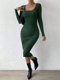 Buy SHEIN Privé Scoop Neck Ribbed Knit Bodycon Sweater Dress in Pakistan