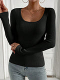 Buy SHEIN Privé Scoop Neck Ribbed Knit Sweater in Pakistan
